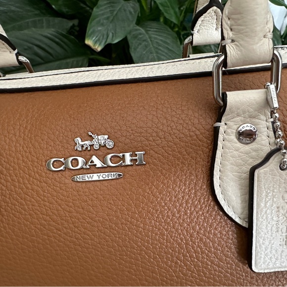 NWT COACH Rowan Satchel Bag In Colorblock - Novelty Leather/Silver/Light Saddle - Picture 10 of 16